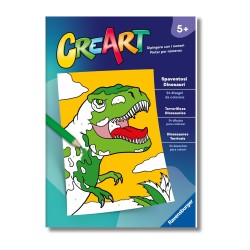 Ravensburger - CreArt: Libro da Colorare, Spaventosi Dinosauri, Bambini 5 anni, dipingere con i numeri, giochi educativi e di v