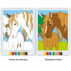 Ravensburger - CreArt: Libro da Colorare, Teneri Cavalli, Bambini 5 anni, Dipingere con i Numeri, Giochi Educativi e di Viaggio