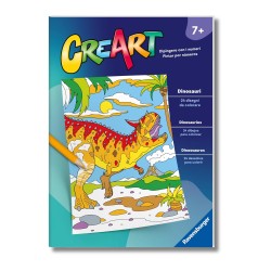 Ravensburger - CreArt: Libro da Colorare, Spaventosi Dinosauri, Bambini 7 anni, dipingere con i numeri, giochi educativi e di v