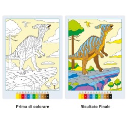 Ravensburger - CreArt: Libro da Colorare, Spaventosi Dinosauri, Bambini 7 anni, dipingere con i numeri, giochi educativi e di v