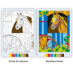 Ravensburger - CreArt: Libro da Colorare, Cavalli, Bambini 7 anni, dipingere con i numeri, giochi educativi e di viaggio