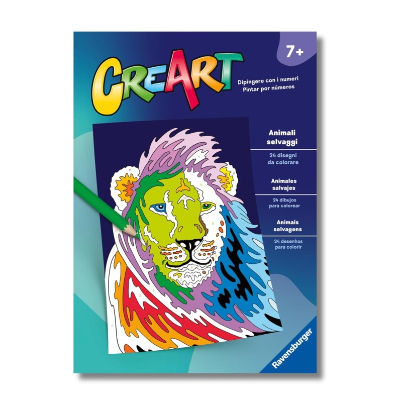 Ravensburger - CreArt: Libro da Colorare, Animali selvaggi, Bambini 7 anni, dipingere con i numeri, giochi educativi e di viagg