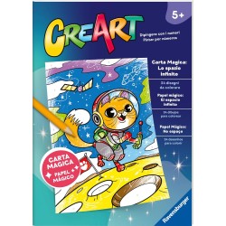 Ravensburger - CreArt: Carta Magica, Lo spazio infinito, Spaventosi Dinosauri, Bambini 5 anni, dipingere con i numeri, giochi e
