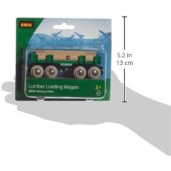 BRIO World – Vagone Portatronchi, Trenino in Legno, Vagone Trasporta Tronchi per Treno in Legno - 33696