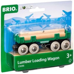 BRIO World – Vagone Portatronchi, Trenino in Legno, Vagone Trasporta Tronchi per Treno in Legno - 33696