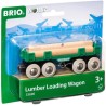BRIO World – Vagone Portatronchi, Trenino in Legno, Vagone Trasporta Tronchi per Treno in Legno - 33696