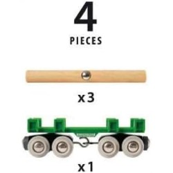 BRIO World – Vagone Portatronchi, Trenino in Legno, Vagone Trasporta Tronchi per Treno in Legno - 33696