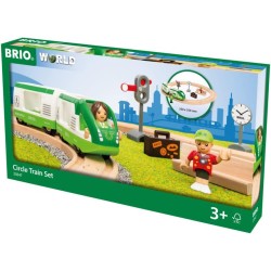 BRIO World - Set Ferrovia Circolare, Set Costruzioni Trenino in Legno da 17 Pezzi, 33847