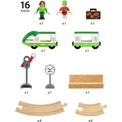 BRIO World - Set Ferrovia Circolare, Set Costruzioni Trenino in Legno da 17 Pezzi, 33847