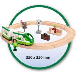 BRIO World - Set Ferrovia Circolare, Set Costruzioni Trenino in Legno da 17 Pezzi, 33847
