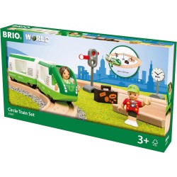 BRIO World - Set Ferrovia Circolare, Set Costruzioni Trenino in Legno da 17 Pezzi, 33847