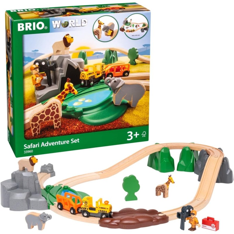 BRIO World - Set Avventure Safari, Set Costruzioni Trenino in Legno, 33960 - Giocattolo per Bambino e Bambina 3+ Anni