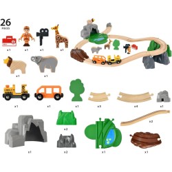 BRIO World - Set Avventure Safari, Set Costruzioni Trenino in Legno, 33960 - Giocattolo per Bambino e Bambina 3+ Anni