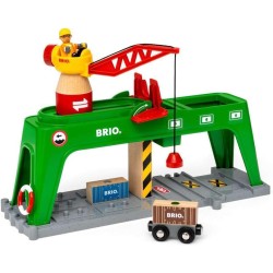 BRIO World - Gru per Container, Gru e Veicoli, età Raccomandata 3+ Anni, 33996
