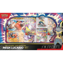Pokémon: collezione con statuina Mega Lucario-ex del (una carta promozionale olografica, una carta promozionale gigante, cinque