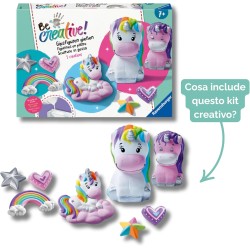 Ravensburger - Be Creative Midi XL | Sculture in Gesso Unicorni | Giochi Creativi Bambina 7 Anni | Kit Lavoretti Creativi per B