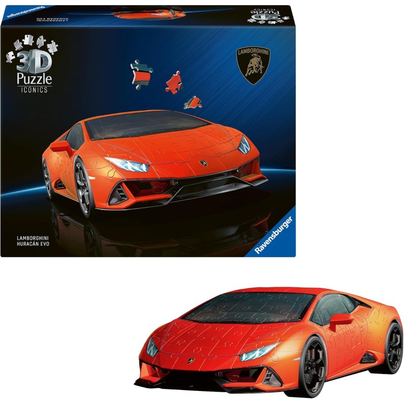 Ravensburger - Puzzle 3d Lamborghini Huracán EVO | Modellismo Da Costruire Adulti | 163 Pezzi | Regalo Bambino 8 Anni e Più | R