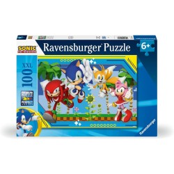 Ravensburger - Sonic Puzzle 100 Pezzi XXL, Puzzle Bambini 6 annI, Sonic Giocattolo, Gioco Educativo e Stimolante, 49x36cm