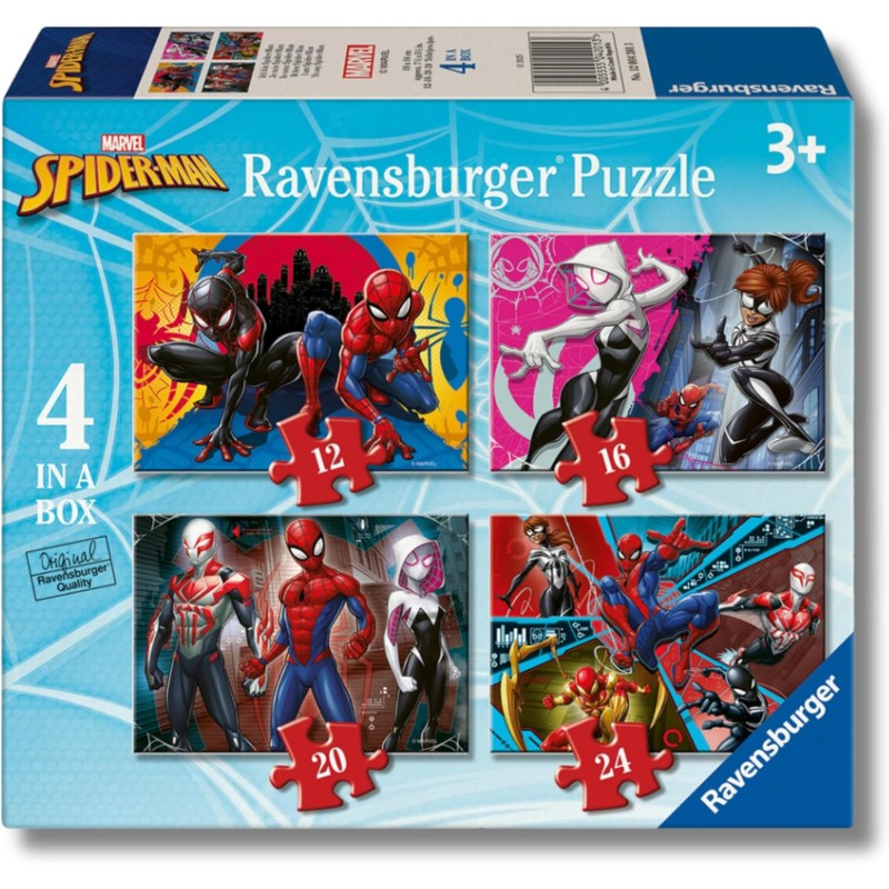 Ravensburger - Puzzles Marvel Spiderman 4 Pack | Puzzle Bambini 3 Anni In Su 72 Pezzi | Puzzle Bambini 19 X 14 Cm | Puzzles Rav