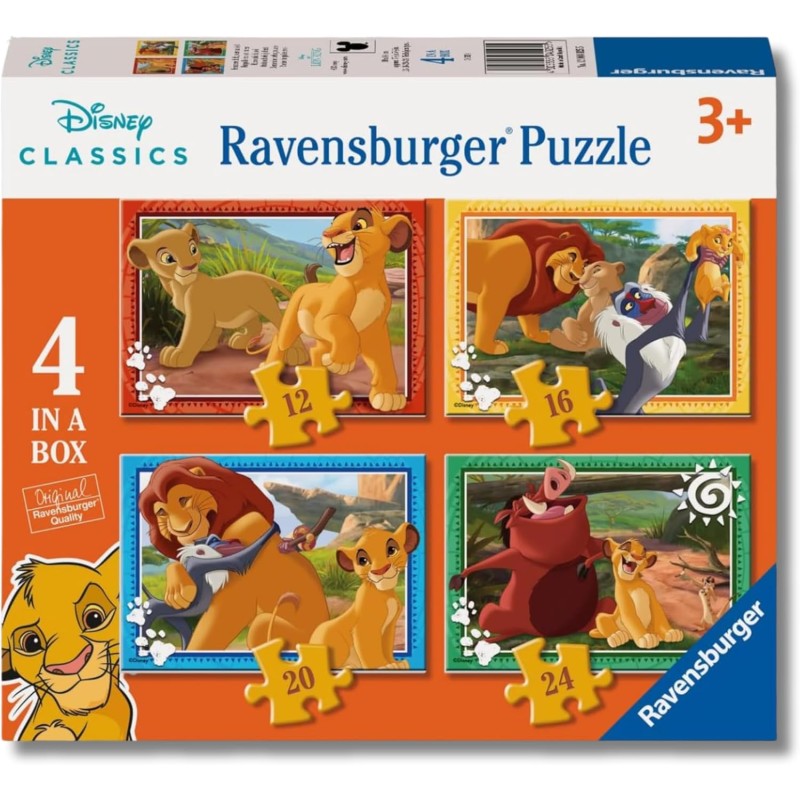 Ravensburger - Puzzles Il Re Leone 4 Pack | Puzzle Bambini 3 Anni In Su | Regalo Bimba 3 Anni In Su 72 Pezzi | Puzzle Bambini 1