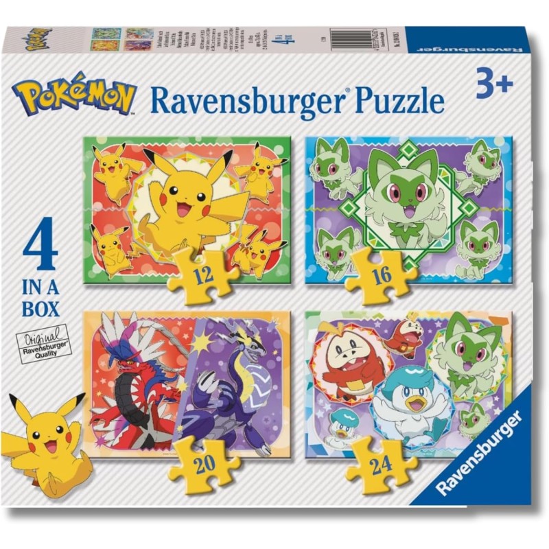 Ravensburger - Puzzles Pokémon 4 Pack | Puzzle Bambini 3 Anni In Su | Regalo Bimba 3 Anni In Su 72 Pezzi | Puzzle Bambini 19 X 