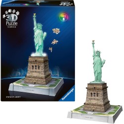 Ravensburger - Puzzle 3d Iconics Statua Della Libertà LED | Puzzle 3d Per Adulti E Bambini A Partire Dagli 8 Anni | Modellismo 