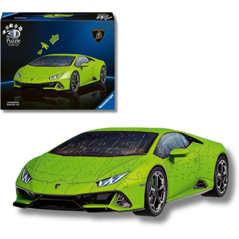 Ravensburger - Puzzle 3d Lamborghini Huracán EVO | Puzzle 3d Per Adulti E Bambini A Partire Dagli 8 Anni | Modellismo Da Costru