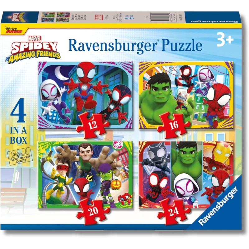 Ravensburger - Puzzles Spidey 4 Pack | Puzzle Bambini 3 Anni In Su | Regalo Bimba 3 Anni In Su 72 Pezzi | Puzzle Bambini 19 X 1