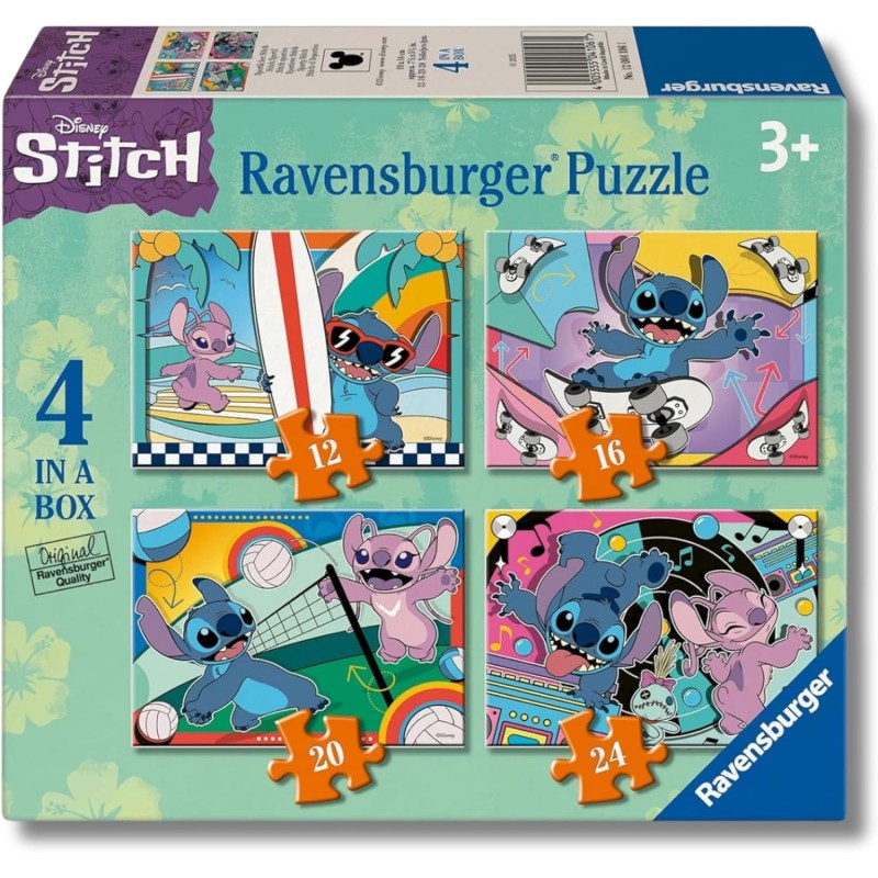 Ravensburger - Puzzles Disney Stitch 4 Pack | Puzzle Bambini 3 Anni In Su | Regalo Bimba 3 Anni In Su 72 Pezzi | Puzzle Bambini
