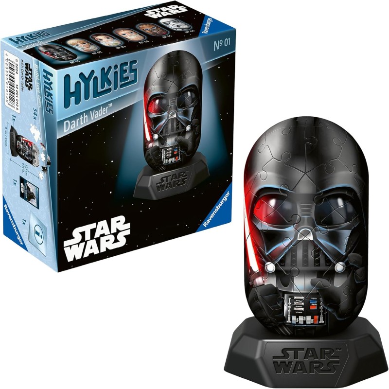 Ravensburger - Puzzle 3D, Hylkies Darth Vader, Star Wars, Puzzle per Adulti e Bambini 12+ Anni, Idea Regalo, Modellismo, 54 Pez