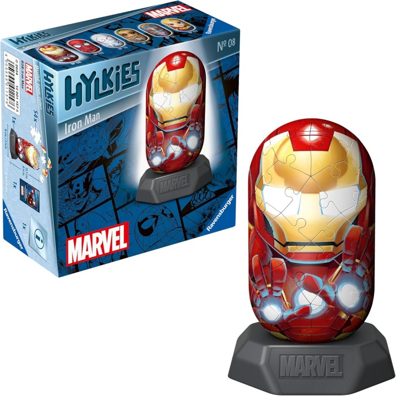 Ravensburger - Puzzle 3D, Hylkies Iron Man, Marvel, Puzzle per Adulti e Bambini 12+ Anni, Idea Regalo, Modellismo, 54 Pezzi