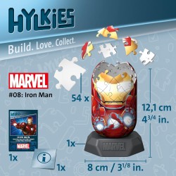 Ravensburger - Puzzle 3D, Hylkies Iron Man, Marvel, Puzzle per Adulti e Bambini 12+ Anni, Idea Regalo, Modellismo, 54 Pezzi