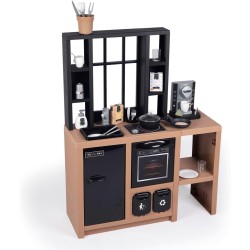 Smoby Cucina Loft 7600312600, +3 Anni, Stile Industriale, Altezza Piano 50 cm, 32 Accessori, Raccolta Differenziata, Made in Fr