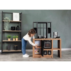 Smoby Cucina Loft 7600312600, +3 Anni, Stile Industriale, Altezza Piano 50 cm, 32 Accessori, Raccolta Differenziata, Made in Fr