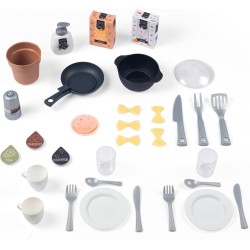 Smoby Cucina Loft 7600312600, +3 Anni, Stile Industriale, Altezza Piano 50 cm, 32 Accessori, Raccolta Differenziata, Made in Fr