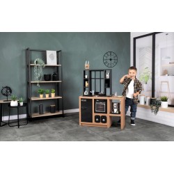 Smoby Cucina Loft 7600312600, +3 Anni, Stile Industriale, Altezza Piano 50 cm, 32 Accessori, Raccolta Differenziata, Made in Fr