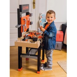 Smoby - Black + Decker Bricolo Center, 7600360727, + 3 Anni, Banco da Lavoro con 91 Accessori, Incluso Trapano Meccanico con Im