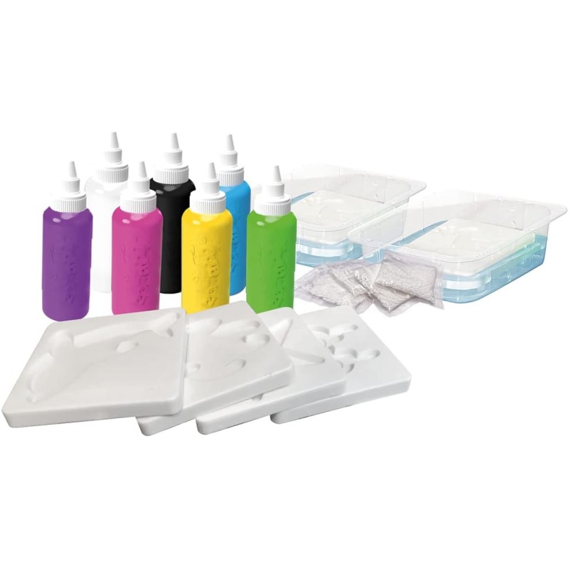 Simba - Aqua Gelz creative set, l  Originale, con 7 flaconi di gel colorato da 30 ml ciascuno, 4 formine, 4 additivi a base d’a