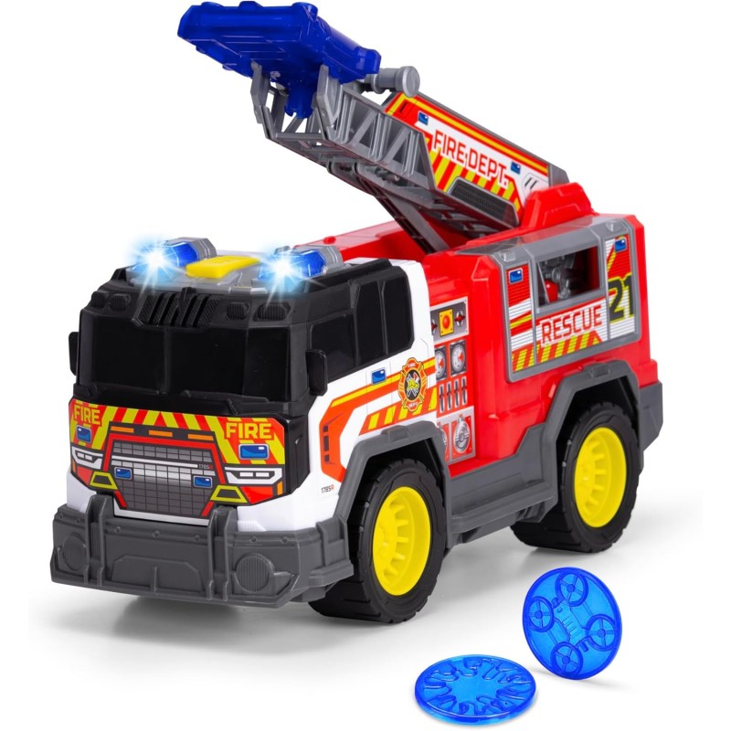 Dickie Toys - Fire Rescue Unit, 30 cm, Grande camion dei pompieri, a partire dai 3 anni, con luci e suoni, batterie incluse, 20