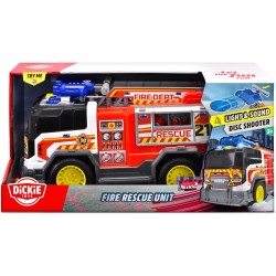 Dickie Toys - Fire Rescue Unit, 30 cm, Grande camion dei pompieri, a partire dai 3 anni, con luci e suoni, batterie incluse, 20