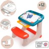 Smoby - Magic Desk - Scrivania per Bambini - Pennarello cancellabile - 3 spazi portaoggetti + cassetto Scorrevole - 12 Accessor
