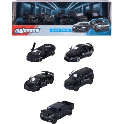 Majorette – Black Edition Giftpack 5 Veicoli Die-Cast in Scala 1:64, Auto da Collezione in Metallo, Modellini Realistici con De