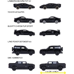 Majorette – Black Edition Giftpack 5 Veicoli Die-Cast in Scala 1:64, Auto da Collezione in Metallo, Modellini Realistici con De