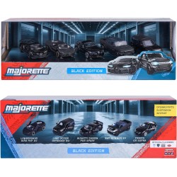 Majorette – Black Edition Giftpack 5 Veicoli Die-Cast in Scala 1:64, Auto da Collezione in Metallo, Modellini Realistici con De