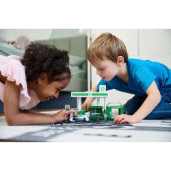 Majorette Petrol Station BP (con auto giocattolo) – Stazione di servizio giocattolo con impianto di lavaggio, negozio, colonne 