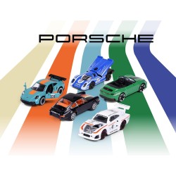 Majorette – Porsche 5 Pieces Giftpack – Set Auto Sportive in Metallo Die-Cast, 5 Modellini da Collezione con Licenza Ufficiale