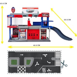Majorette Tuning Garage + 1 Auto – Playset Officina di Elaborazione con Modellino in Metallo Die-Cast, Garage Giocattolo per Ba
