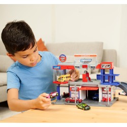 Majorette Tuning Garage + 1 Auto – Playset Officina di Elaborazione con Modellino in Metallo Die-Cast, Garage Giocattolo per Ba