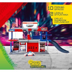 Majorette Tuning Garage + 1 Auto – Playset Officina di Elaborazione con Modellino in Metallo Die-Cast, Garage Giocattolo per Ba
