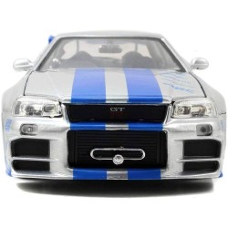 Jada Toys, Fast e Furious 2002 - Accessori Nissan Skyline GTR R34, colore: Blu scala 1:24